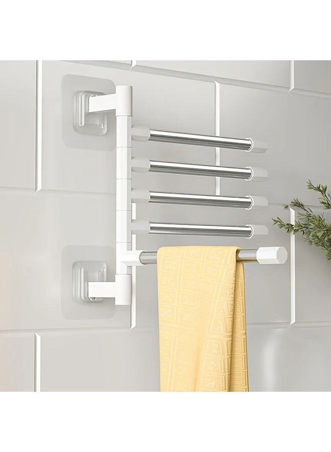 2 Layer Wall Mounted Foldable Stainless Steel Rotating Towel Rack No Drill Installation Space Saving - Image 5